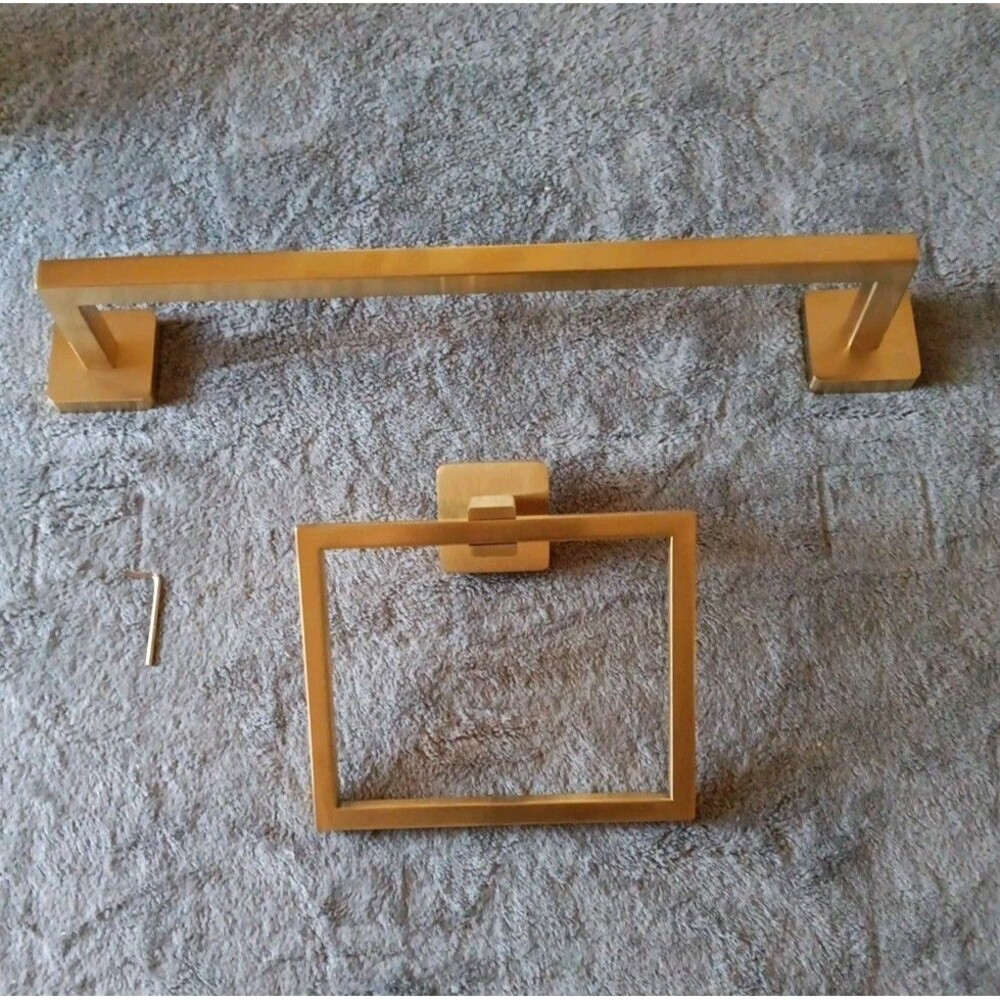 Brushed Gold Towel Ring And 16" Towel Bar